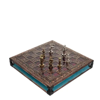 Schackbräde kopparemalj 33x33cm oliv, Schack, brädspel Backgammon, Schack 7 - grifon.se 