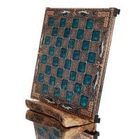 SchackbrÃ¤de kopparemalj 33x33cm slingrande delfin, schack, brÃ¤dspel Backgammon, Schack 1 - grifon.se 