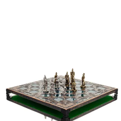 Schackbräde kopparemalj 33x33cm slingrande delfin, schack, brädspel Backgammon, Schack 6 - grifon.se 
