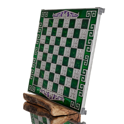 SchackbrÃ¤de kopparemalj 35x35cm meanderfronton, Schack, brÃ¤dspel Backgammon, Schack 1 - grifon.se 