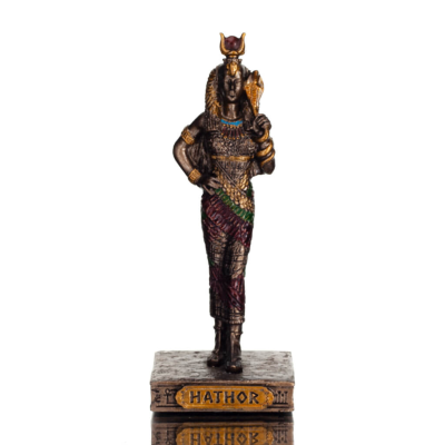 Hathor or Athor, Celestial Goddess, Protector of Women - 8,5cm Full-body Statue with Bronze Electrolysis by Veronese, Egyptian S