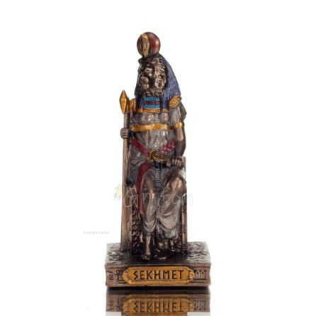 Sekhmet or Sekhmet symbolizes the struggle of the positive and negative elements of the universe,8,5cm with Veronese Bronze Elec