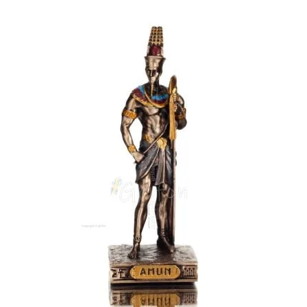 Amon Ra eller Ammon, Amen, Imn: Faraoernas fader, gudarnas konung, 85 cm med brons elektrolys av Veronese, egyptisk Statyetter e