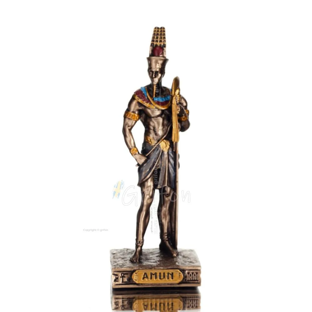Amon Ra eller Ammon, Amen, Imn: Faraoernas fader, gudarnas konung, 85 cm med brons elektrolys av Veronese, egyptisk Statyetter e