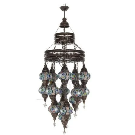 Multi-light kort takpendel med 15 lampor Handgjord metall med glas Belysningsarmaturer 1 - grifon.se 