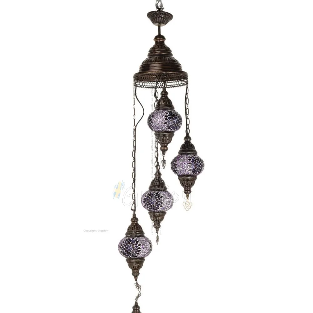 Multi-light ceiling pendant with 4 lamps 80cm Handmade Metal with glass Lighting fixtures 1 - grifon.se 