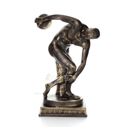 Diskuskastare av Myron: ung idrottare, symbol fÃ¶r de olympiska spelen 42 cm full alabasterstaty, antikens Grekland Alabaster 1 -