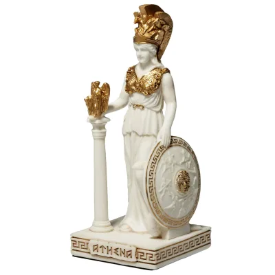 ΑΘΗΝΑ ΘΕΑ ΤΗΣ ΣΟΦΙΑΣ ΚΡΑΤΩΝΤΑΣ ΤΟ ΑΓΑΛΜΑ ΤΗΣ ΝΙΚΗΣ λευκό και χρυσό 9,3εκ.